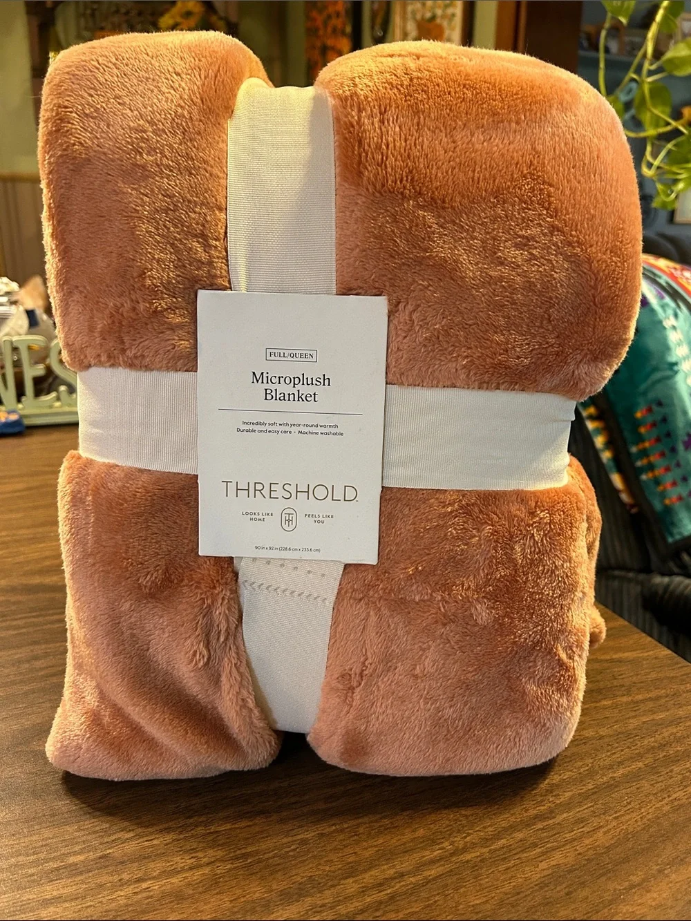 Threshold Microlush Blanket – Peach Plush Throw